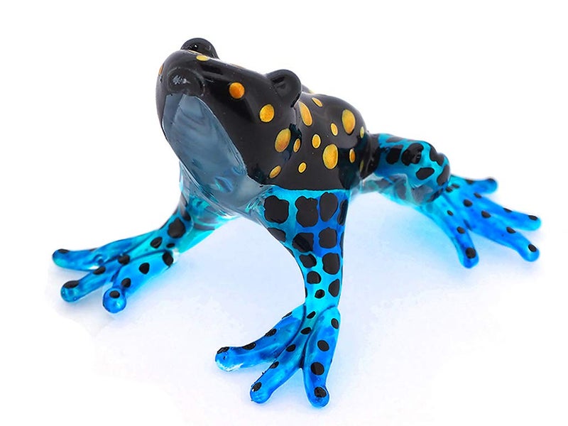 ZOOCRAFT Glass Frog Figurines Collectibles Poison Dart Hand Blown Painted Art Animals Miniature Garden Decor Statue Animal Blue - Image 4